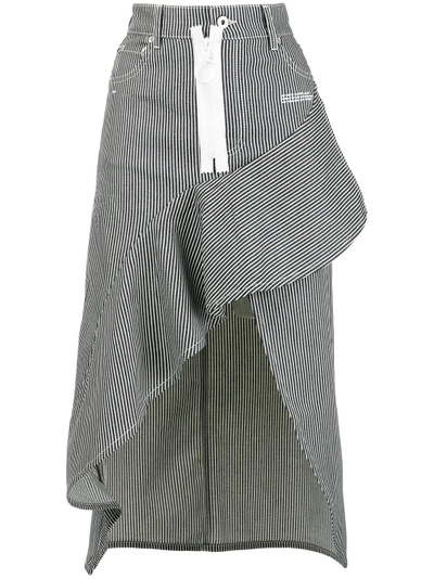 Shop Off-white Striped Denim Ruffles Skirt