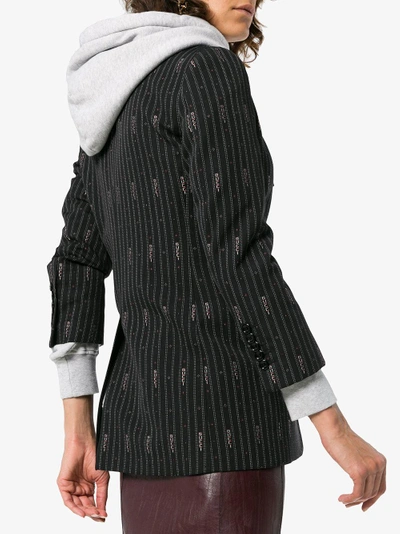Shop Gucci Stripe Fil Coupé Wool Jacket In Black