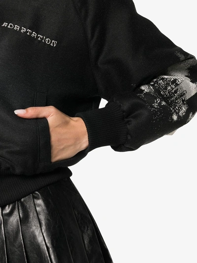 Shop Adaptation La Print Wool Blend Bomber Jacket In Black