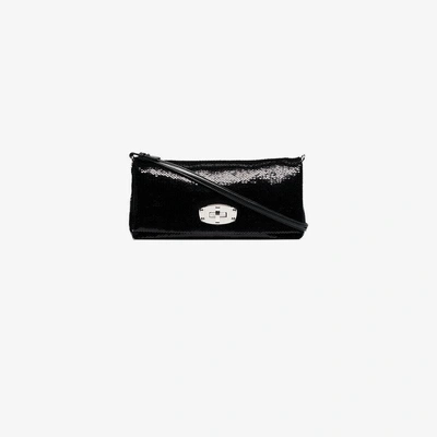 Shop Miu Miu Black Chain Strap Sequin Bag