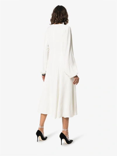 Shop Adeam Button Down V-neck Dress In White