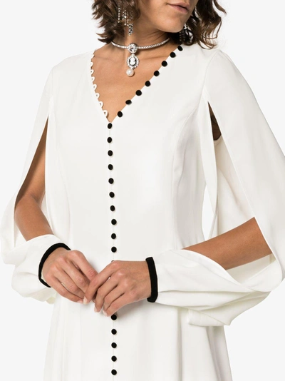 Shop Adeam Button Down V-neck Dress In White