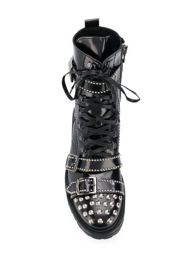 Shop Christian Pellizzari Studded Buckled Ankle Boots In Black