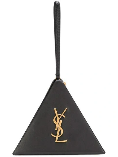 Shop Saint Laurent Monogram Triangle Bag In Black