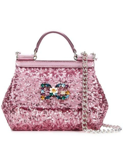 Shop Dolce & Gabbana Mini Sicily Tote Bag - Pink