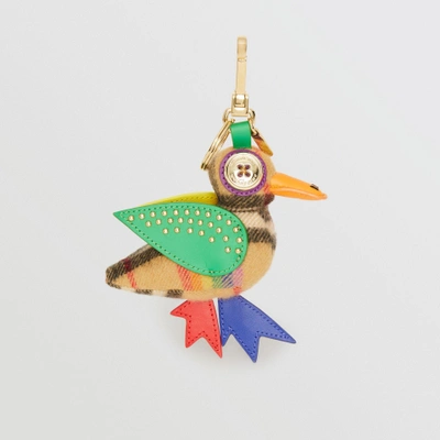 Shop Burberry Barry The Duck Rainbow Vintage Check Charm In Multicolour/antique Yellow