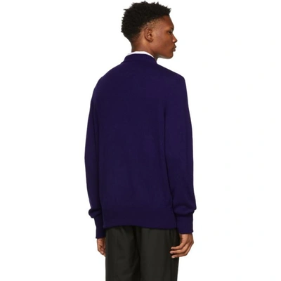 Shop Namacheko Blue Wool Striped Crewneck Sweater