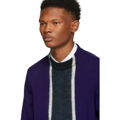 Shop Namacheko Blue Wool Striped Crewneck Sweater