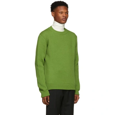 Shop Namacheko Green Wool Ribbed Crewneck Sweater
