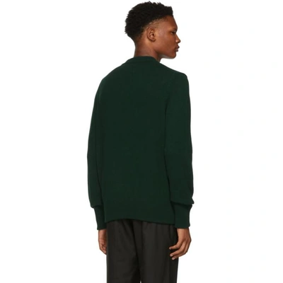 Shop Namacheko Green Wool Striped Crewneck Sweater