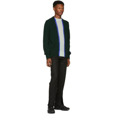 Shop Namacheko Green Wool Striped Crewneck Sweater