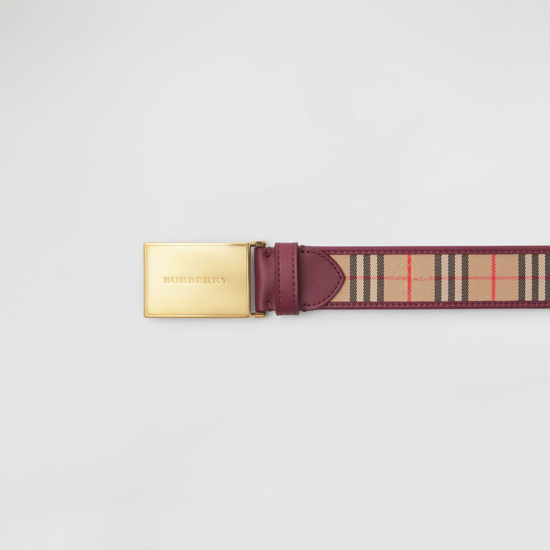 plaque buckle 1983 check and leather belt
