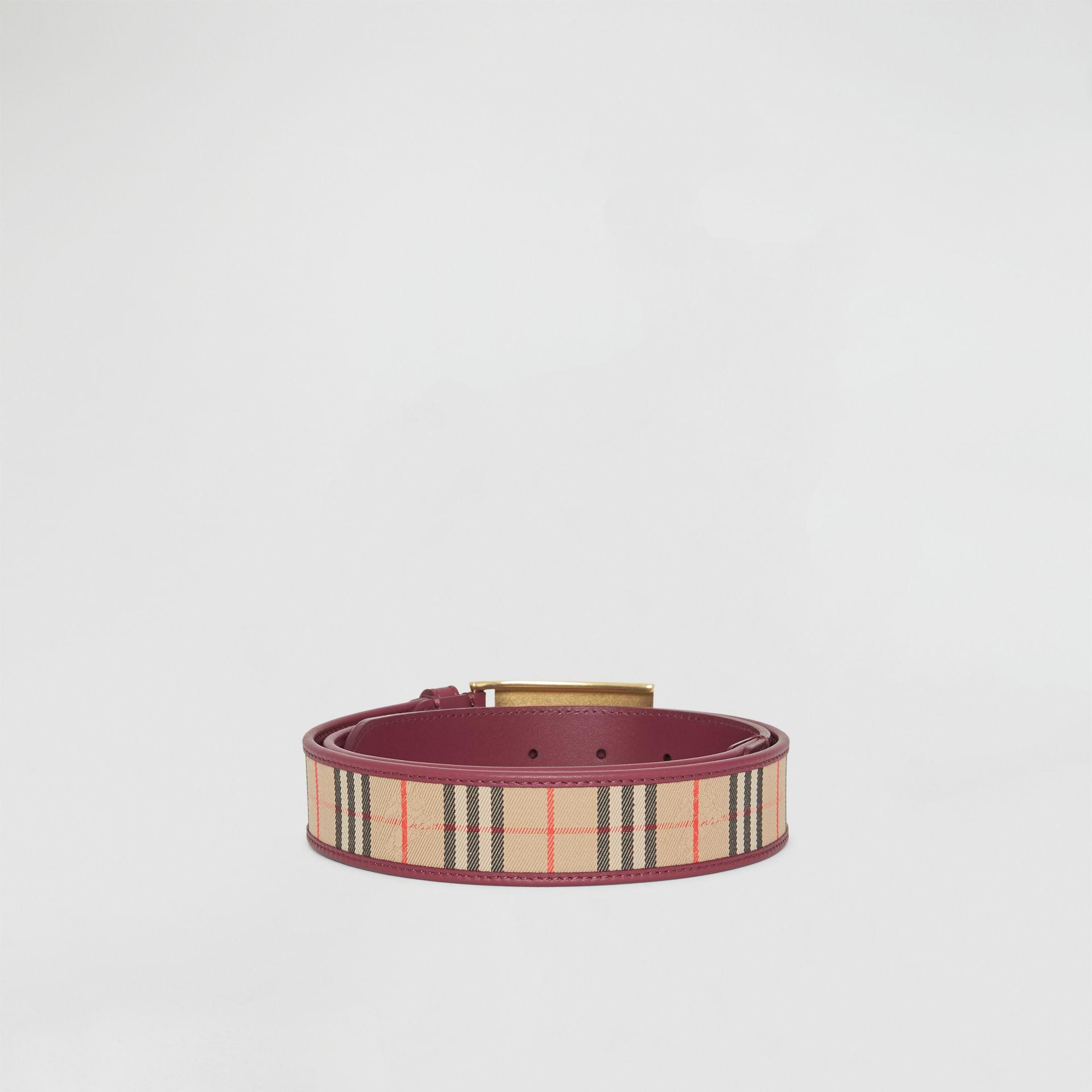 plaque buckle 1983 check and leather belt