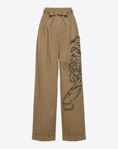 Shop Valentino Tiger Re-edition Trousers In Military Green