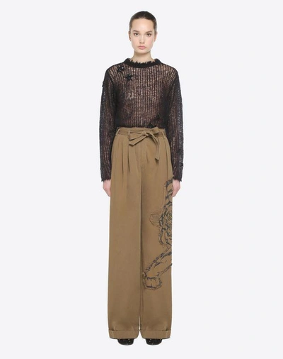 Shop Valentino Tiger Re-edition Trousers In Military Green