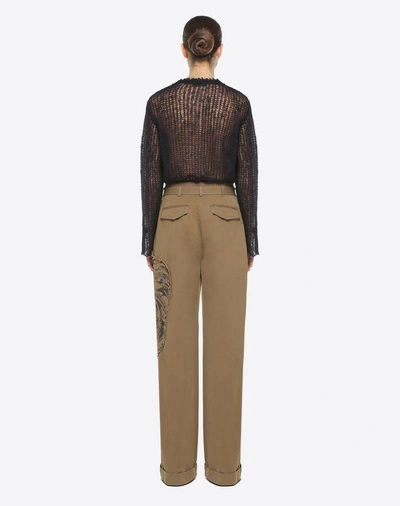 Shop Valentino Tiger Re-edition Trousers In Military Green