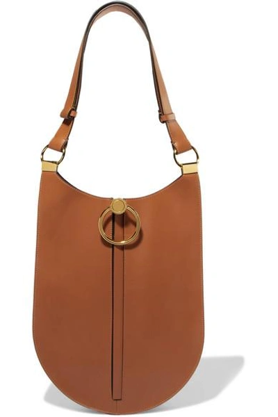 Shop Marni Earring Leather Shoulder Bag In Tan