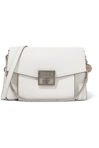 Shop Givenchy Gv3 Small Textured-leather Shoulder Bag In White