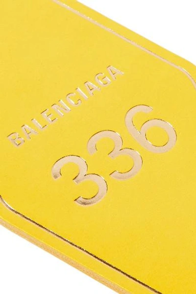 Shop Balenciaga Hotel Printed Leather Keychain In Yellow