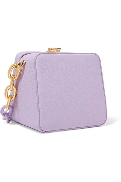 Shop The Volon Cube Chain Textured-leather Shoulder Bag In Lilac