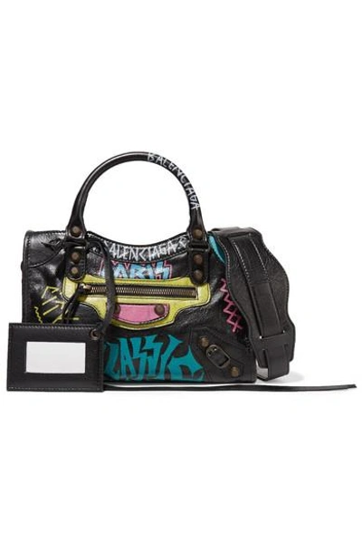 Balenciaga Classic City Mini Printed Textured-leather Tote In Black |  ModeSens