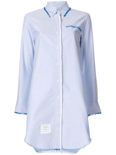 Shop Thom Browne Frayed Oxford Shirtdress