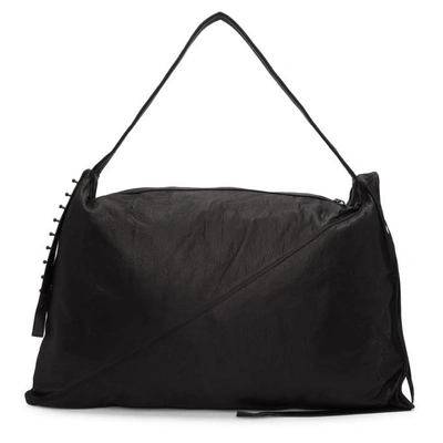 Shop Isabel Benenato Black Leather Messenger Bag In 01 Black