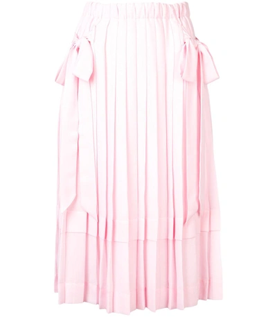 Shop Simone Rocha Pleated Skirt With Bows In Pink