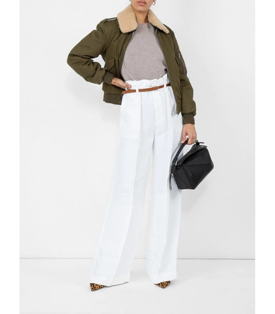 Shop Chloé Paper Bag-waist Belted Trousers In White