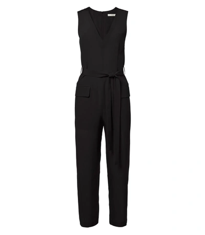 Shop Tibi Silk Jumpsuit With Belt In Black