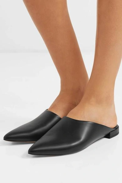 Shop Vince Danna Matte-leather Slippers In Black
