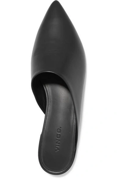 Shop Vince Danna Matte-leather Slippers In Black