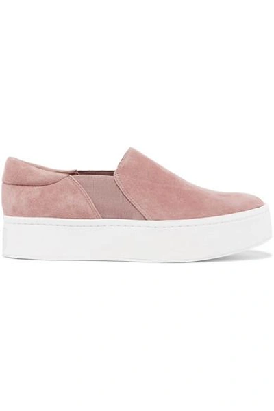 Shop Vince Warren Suede Slip-on Sneakers In Blush