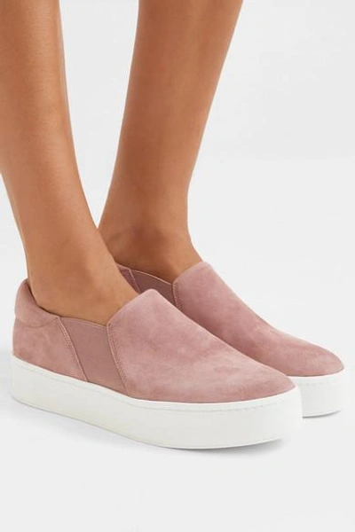 Shop Vince Warren Suede Slip-on Sneakers In Blush