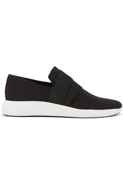 Shop Vince Aston Stretch-knit Slip-on Sneakers In Black