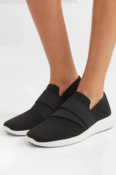 Shop Vince Aston Stretch-knit Slip-on Sneakers In Black