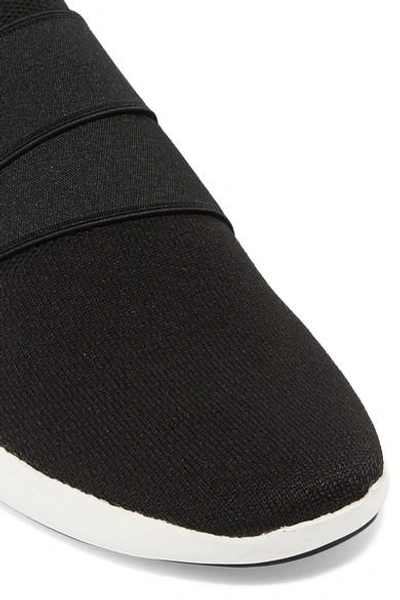 Shop Vince Aston Stretch-knit Slip-on Sneakers In Black