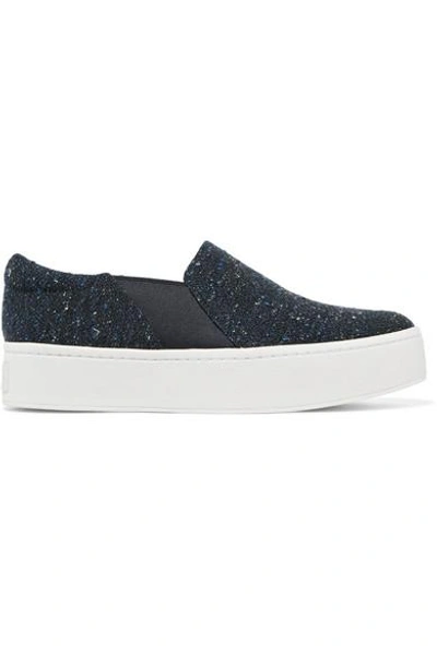 Shop Vince Warren Tweed Slip-on Sneakers In Navy