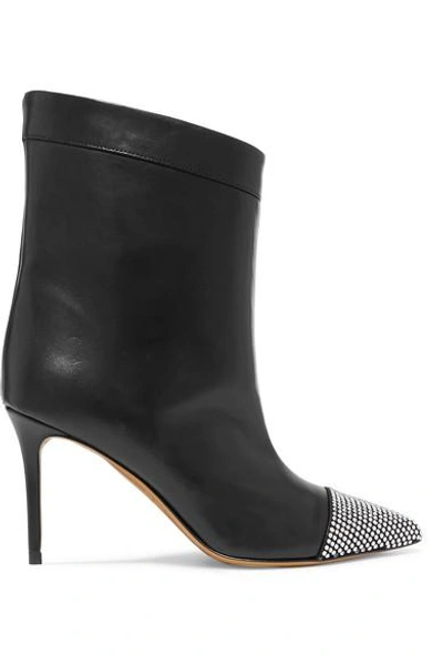 Shop Alexandre Vauthier Cha Cha Crystal-embellished Leather Ankle Boots In Black
