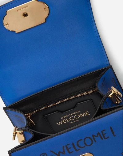 Shop Dolce & Gabbana Welcome Handbag In Mural Print Calfskin In Blue