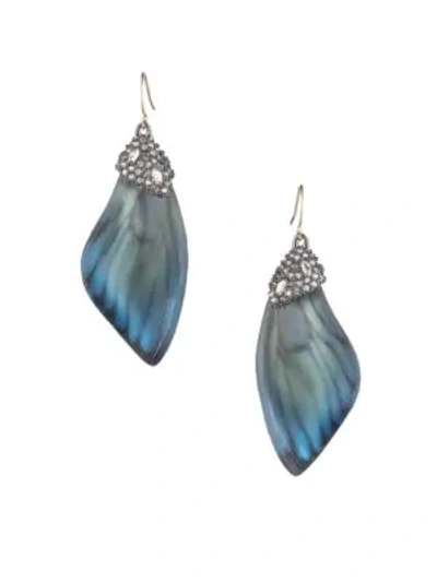 Shop Alexis Bittar Brutalist Butterfly Wing Drop Earrings In Blue