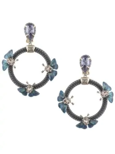 Shop Alexis Bittar Brutalist Butterfly Crystal Clip-on Earrings In Blue