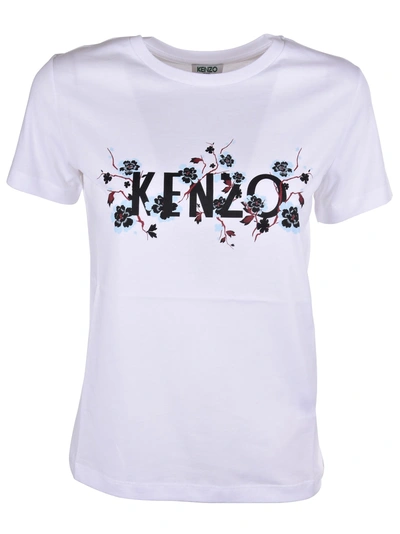 Shop Kenzo Floral Logo T-shirt In Blanc