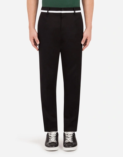 Shop Dolce & Gabbana Pants In Stretch Cotton In Black