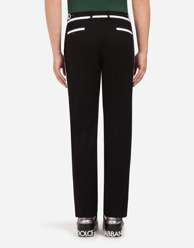 Shop Dolce & Gabbana Pants In Stretch Cotton In Black
