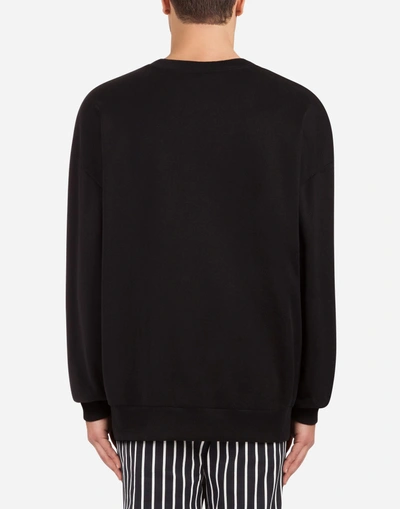 Shop Dolce & Gabbana Cotton Sweatshirt With Patch In Black