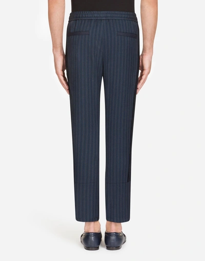 Shop Dolce & Gabbana Jogging Pants In Stretch Cotton And Wool In Blue