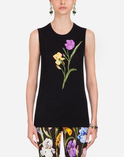 Shop Dolce & Gabbana Sleeveless Wool Knit In Black