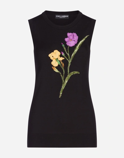 Shop Dolce & Gabbana Sleeveless Wool Knit In Black