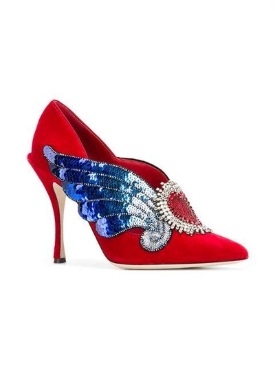 Shop Dolce & Gabbana Love Heart Pumps In Red